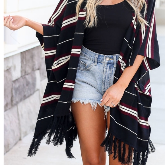 SOLD Tori Oversized Striped Kimono - Picture 3 of 4